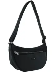 [PIERRE CARDIN] Anti-Theft Nylon Crescent Cross-body Bag in Black