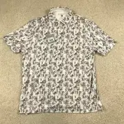 Hickey Freeman Polo Shirt Mens Large White All Over Print Palm Trees