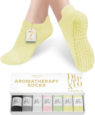 7 Pairs Pilates Socks with Grips for Women- Non Slip, Ankle Yoga Socks for Yoga,