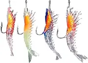 Artificial Shrimp Bait - Set of 4 Simulation Luminous Shrimp Lure with Hook - Colorful Angling Tackle Kits, Reusable Catfish Bait for All Water Layers