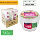 40x Round Food Containers with Lid 300ml Takeaway Meal Prep Take Away Soup Bowls