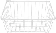 KALLORY Chest Freezer Organizer with Folding Handle: Stackable Bin Basket Meat Storage Container - Vertical Sides Wire Ventilation Hanging Rack for Upright Deep Refrigerator