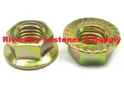 (100) M8-1.25 Serrated Flange Hex Nuts Yellow Zinc grade 10.9 M8x1.25 Nut
