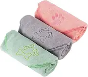 Pack of 3 Large Microfiber Pet Towels, Quick Dry Dog & Ca Washcloths, Super Absorbent Sweat Rags, for Pet Bathing, Grooming, and Drying 50x100 CM