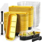 100 Pack Mini Loaf Pans with Lids Rectangle Individual Cake Pans Aluminum Foi...