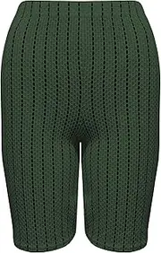 [Missloved] Ladies Womens Cycling Dancing Gym 1/2 Leggings Active Casual Waffle Stripe Shorts