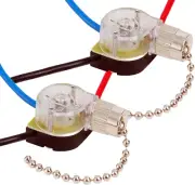 Zing Ear 3 Way Ceiling Fan Switch - ZE-110 Pull Chain Replacement 2Pack (Nickel)