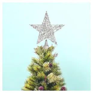 【摩達客】聖誕-25公分珠珠鐵網立體樹頂星/銀色(擺飾)
