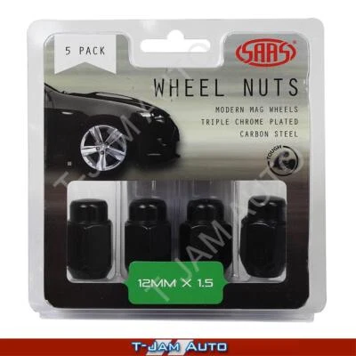 SAAS Wheel Nuts Taper 12x1.5 Blk 35mm 1x5PK for Honda Legend 1991+