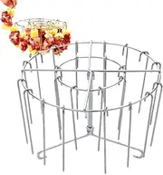 Stainless Steel Kebab Rack - Vertical Air Fryer Skewer Holder, Meat Rotisserie | BBQ Grill Stand for Bacon Chicken Sausage Kabobs, Air Fryer Roasting Tools for Home Use Meal Preparation