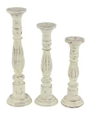Peyton Lane Set of 3 Traditional Solid Mango Wood Candle Holder NoSize White