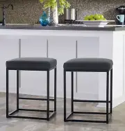 Bar Stools Set of 2 | Counter Height Bar Stools for Kitchen Island | Modern Blac