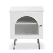 Matteau 46cm Bedside Table with Glass Door - White