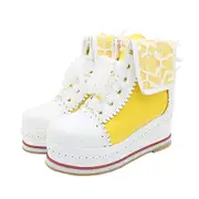 Nevenka Women Cute Lolita Boots Cosplay Brogue Wedge Boots-Yellow