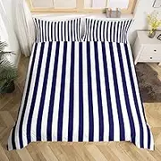 Feelyou Stripe Line Bedding Set King Size Kids Geometric Comforter Cover Set for Boys Girls Teens Modern Art Duvet Cover Breathable Navy Blue Bedspread Cover Room Decor Quilt Cover,No Comforter