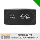 Deck Lights LASER ETCHED Horizontal Rocker Switch Green LED 12v 24v On-Off