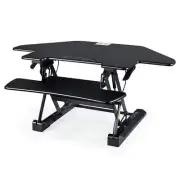 NNEMB Corner Desk Riser 110cm Wide Adjustable Sit to Stand for Dual Monitor-Keyb