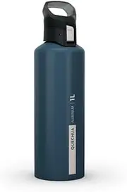 Decathlon Quechua MH500 Aluminium Hiking Flask with Quick-Opening Cap, 1 Litre Capacity, Dark Petrol Blue