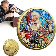 Christmas Commemorative Coin – Light Christmas Coin, Santa Claus Christmas Souvenir Coin, New Year Decoration | 4cm/1.57" Festival Collection Souvenir Metal Commemorative Coin