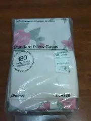 Vintage JcPenney Pilliow Case No Iron Percale 2 Standard Pillow Cases Floral NIP