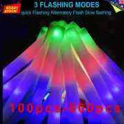 42-600x Foam Sticks LED Flashing Wedding Glow Sticks Party Light Up Wands Baton