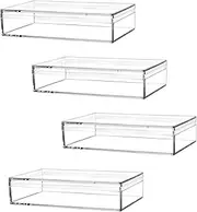 dedoot Clear Acrylic Box with Lids, 4 Pack 4.3x2.7x1 Inch Clear Acrylic Plastic Square Cube Storage Candy Box Containers for Wedding, Party, Treats, Coin, Jewelry Accessories