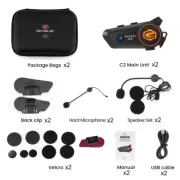 C2 Motorcycle Helmet 5.3 Bluetooth Intercom Headset 50M 2-Rider IP67 Waterproof