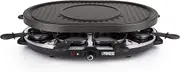 Princess Raclette Grill - Oval, 8 Pans, Multifunctional Plate with Crepes Area, 1200 Watt, 42 x 30 cm, 162700