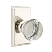 Emtek Providence Crystal Door Knob Passage Rectangular Rosette Polished Nickel