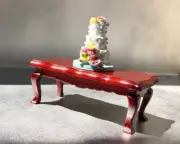 Premium Mahogany Cherry Table w 3 Layer Wedding Cake 1/24 Scale G Scale Diorama