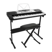 Alpha 61 Keys Electronic Piano Keyboard w/ Stand Stool Silver