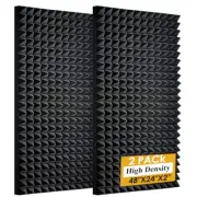 2 Pack Acoustic Foam Panels,48x24x2 Inch Sound Proof Foam ,High 2 PCS Black