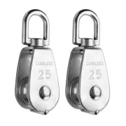 2pcs Stainless Steel M25 Lifting Crane Single Wheel Swivel Snatch Pulley Bloc...