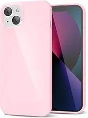 for iPhone 13 Mini Case Silicone, Cute Soft Rubber Bumper Glossy Grip, Thin Slim Protective Funda 13 Mini Phone Case Shockproof, Trendy Jelly Aesthetic Girly Design, Light Pink