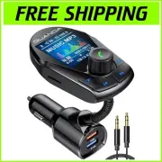 Upgraded Bluetooth FM Transmitter with 1.8" Color Display & 18W Fast Charging