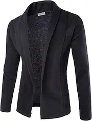 [Generic] Men's Soft Open Front Cardigan Sweater Shawl Collar Slim Fit Cardigan Sweater Shawl Collar Open Front Knit Sweater, Black, Large