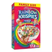 Kellogg's Rainbow Krispies Fruity Flavor Breakfast Cereal, Family Size, 17.8 oz