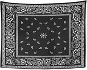 Emvency Tapestry Colorful Paisley Black Pattern Bandanna Border Scarf White Home Decor Wall Hanging for Living Room Bedroom Dorm 60x80 Inches