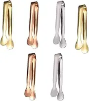 PAMINGONO 6pcs Stainless Steel Fruit Tongs Ice Cube Food Tongs Bar Sugar Cube Tongs
