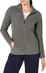 [Amazon Essentials] Women's Classic-Fit Long-Sleeve Full-Zip Polar Soft Fleece Jacket (Available in Plus Size), Charcoal Heather, Medium
