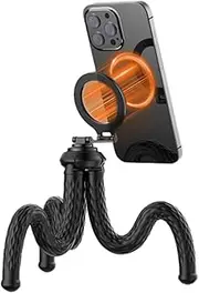 Magnetic Flexible Phone Tripod Compatible with Magsafe, Mini Bendable Tripod Phone Stand for Stroller Bike Motorcycle Tube Round Objects