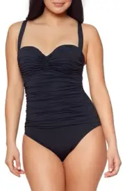 Bleu Rod Beattie Kore Shirred Bandeau One Piece Black Size 14 New