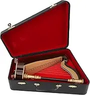Wooden Miniature Harp, 25cm Mini Harp Replica Musical Instrument Model Wooden Harp Model with Music Miniature Musical Instrument Replica Ornament for Desk Bookshelf Decoration
