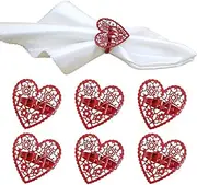 mdgfge Valentine's Day Hollow Love Hotel Napkin Buckle Red Love Napkin Ring Wedding Cloth Ring