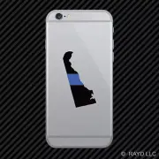Delaware State Shaped The Thin Blue Line Cell Phone Sticker Mobile police DE