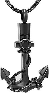 KETIME Keepsake Jewelry Stainless Steel Anchor Cremation Urn Pendant Necklace for Ashes of Loved Ones Memorial
