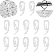 120 PCS White Plastic Curtain Hooks for Shower Curtain, Amaezorx Window Curtain and Door Curtain, Plastic Curly Hooks Curtain Hooks, Plastic Curtain Hooks Drapery Hook Pins