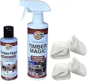 Aussie Furniture Care Timber Furniture Cleaner & Polish Combo Kit with Spray & Wipe Furniture Cleaner-Liquid Wax Polish-Polishing Cloths for Wood & Veneer