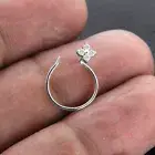 14K White Gold 0.06Ct Natural Diamond Piercing Nose Pin Stud For Women's