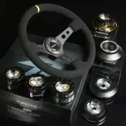 NRG 141H HUB+CARBON GEN 1.5 QUICK RELEASE+3"DISH STEERING WHEEL SUEDE W/MARKING (for: Nissan)